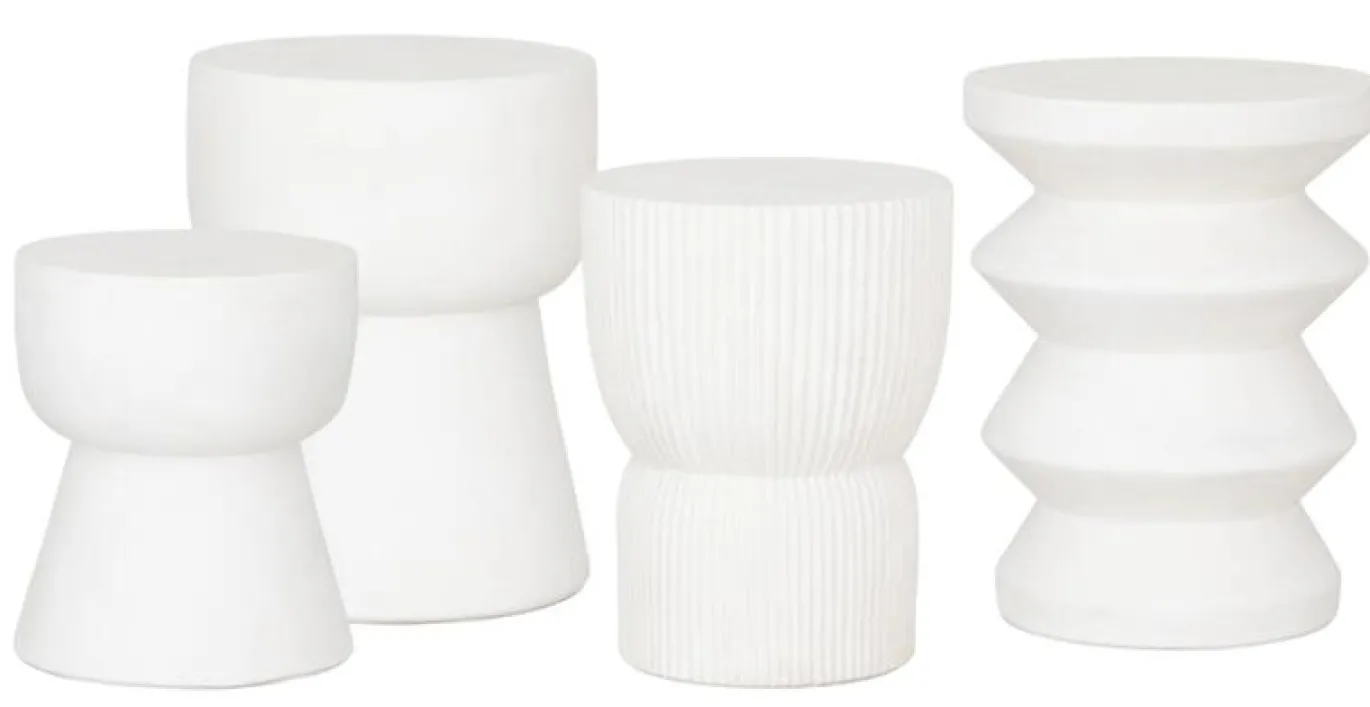 Must Living Bijzettafel Fluted Vezelcement Wit Ø30cm