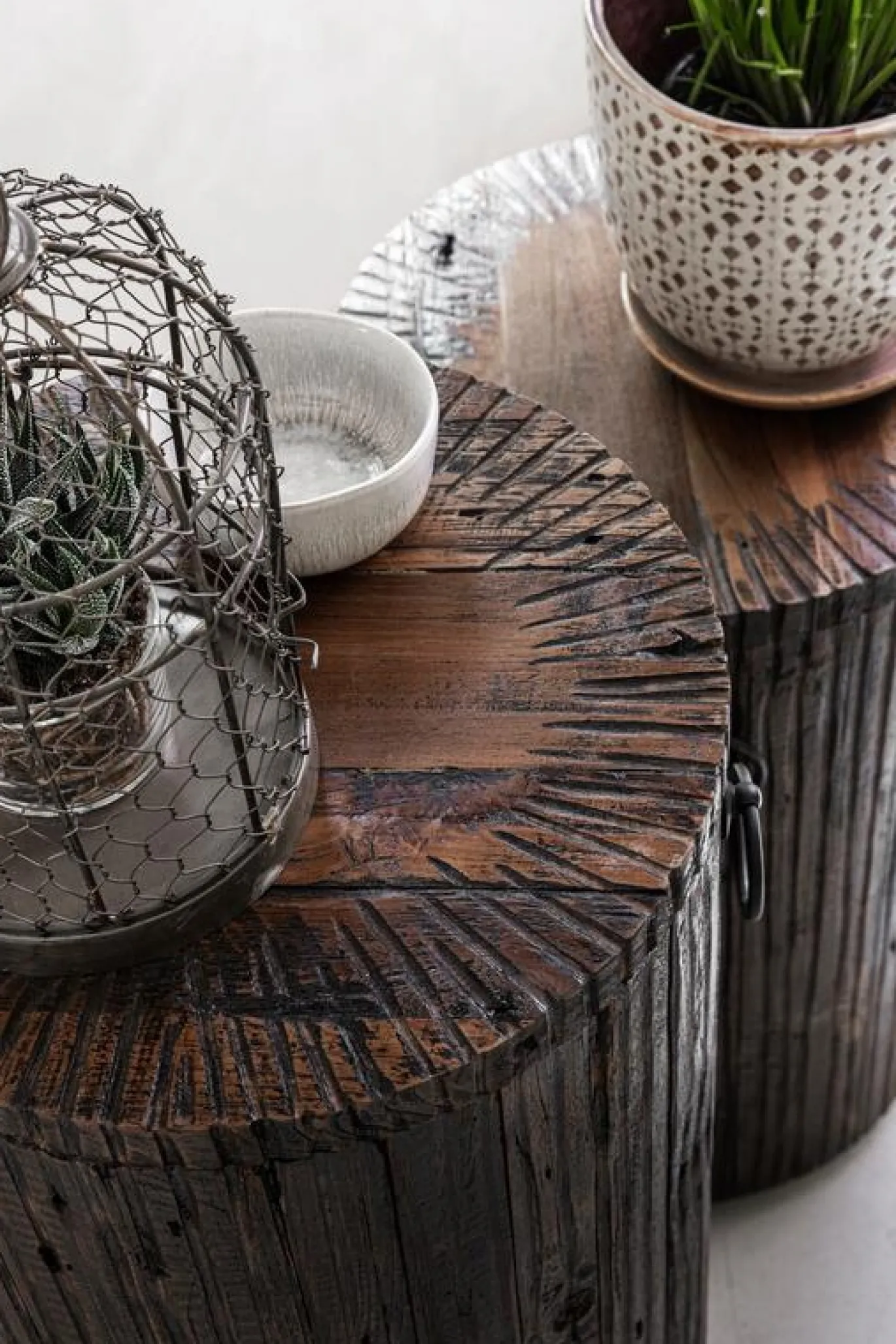 Must Living Bijzettafel Stripe Teakhout Small 60cm