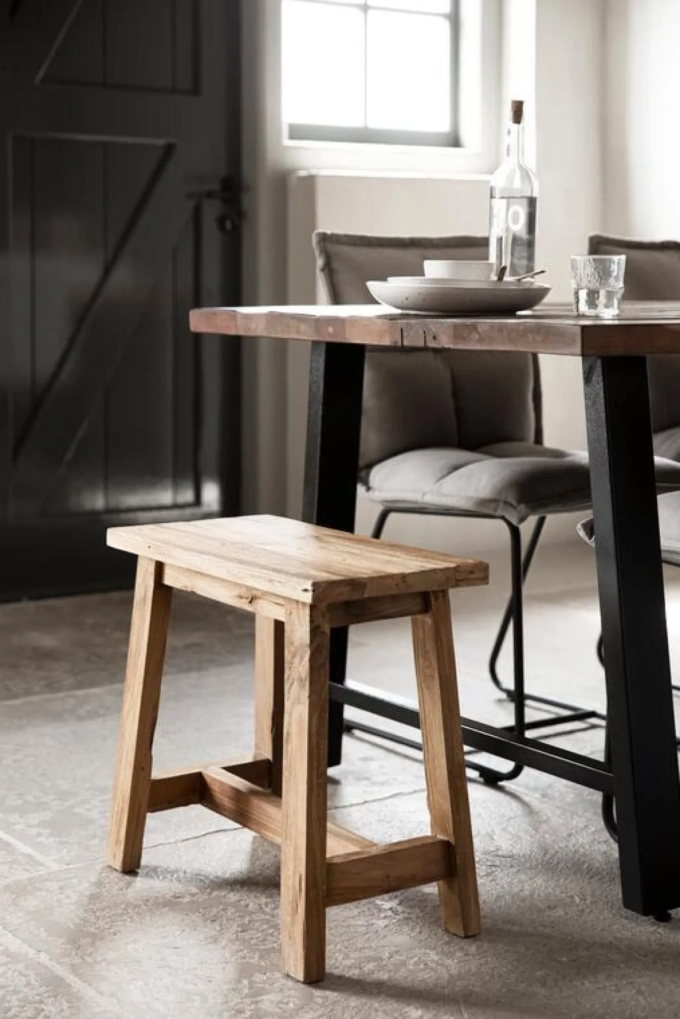 Must Living Kruk Easy Rechthoek Naturel Recycled Teakhout 45cm