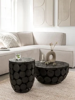 Must Living Salontafel Cone High Teakhout Zwart Ø36cm