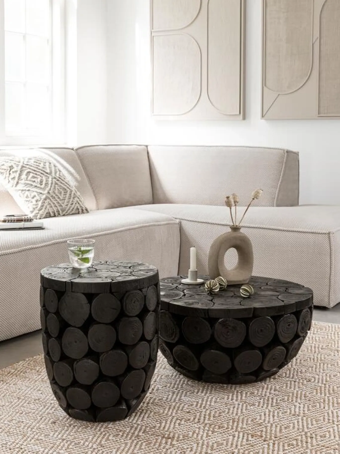 Must Living Salontafel Cone High Teakhout Zwart Ø36cm
