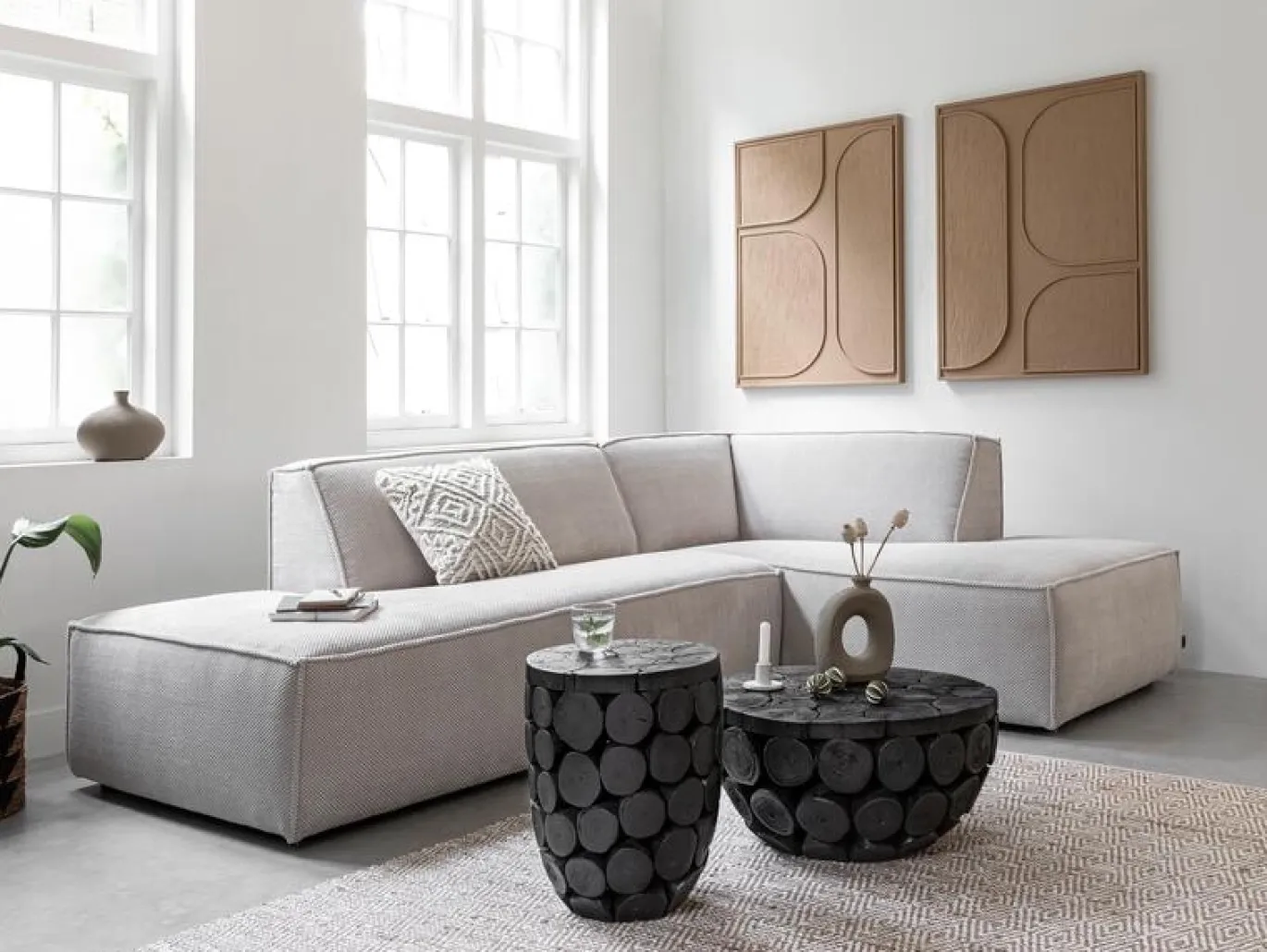 Must Living Salontafel Cone High Teakhout Zwart Ø36cm