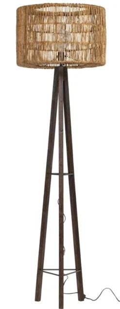 Must Living Vloerlamp Porto Cristo Zwart Recycled Teakhout Zonder Kap