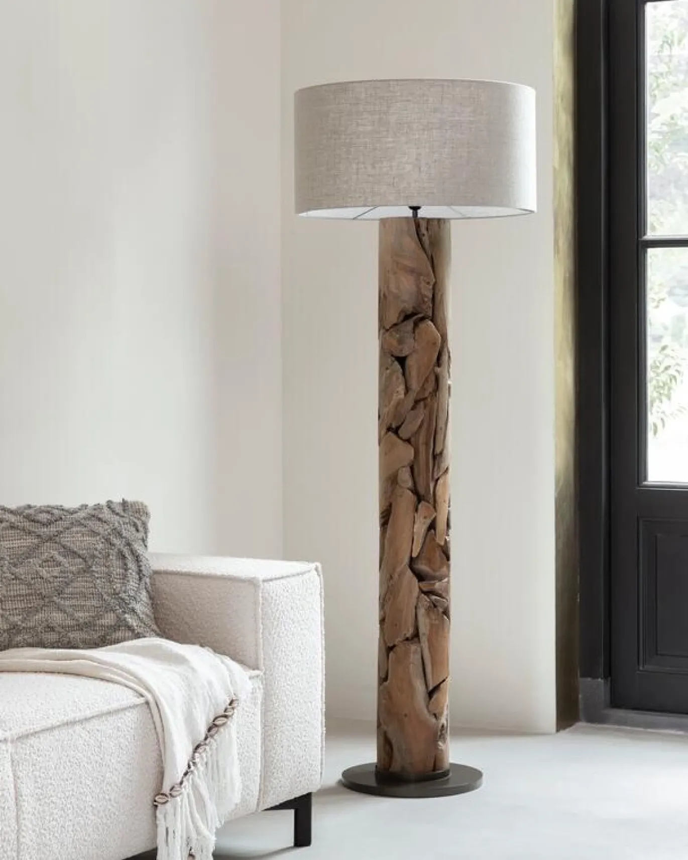 Must Living Vloerlamp Tempo Linnen Naturel 172cm