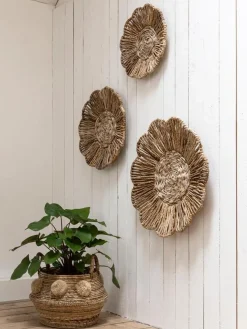 Must Living Wanddecoratie Flower Abaca Set van 3