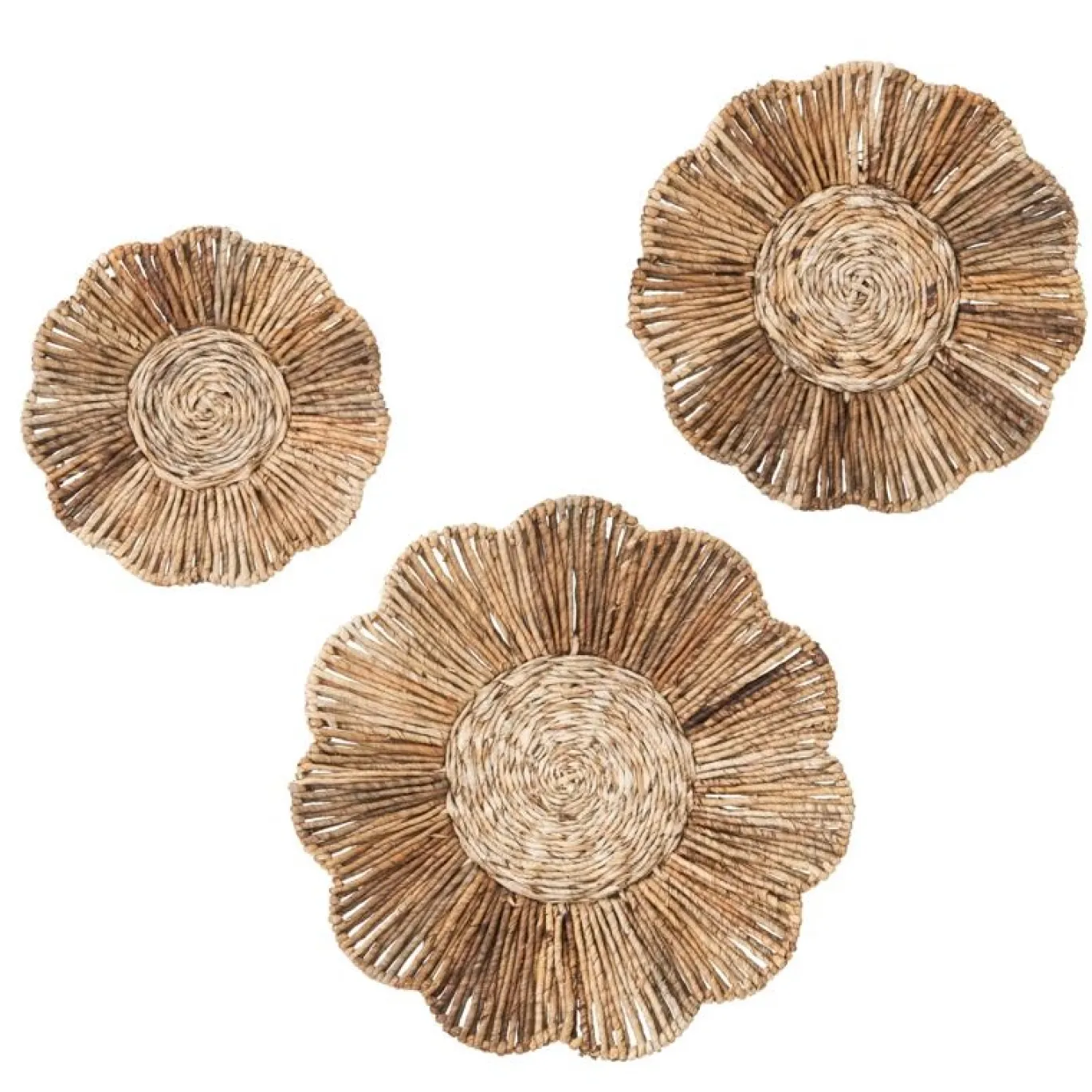 Must Living Wanddecoratie Flower Abaca Set van 3