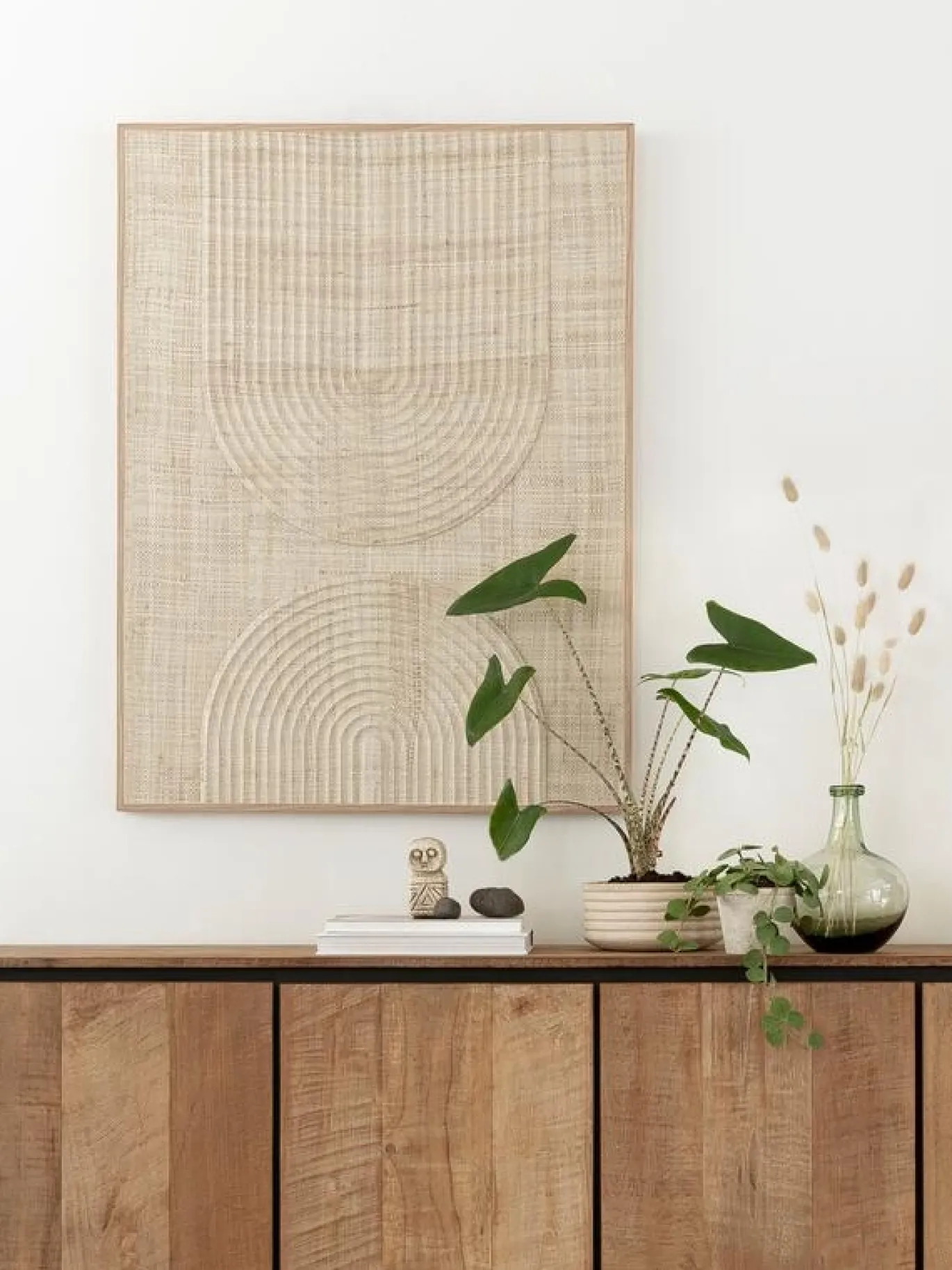 Must Living Wanddecoratie Japanese Garden Naturel Palmblad Small 76x102cm
