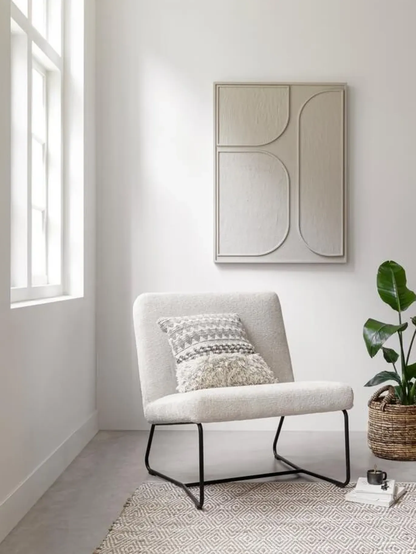 Must Living Wanddecoratie Lorcan Crème Houtschors Small 76x102cm