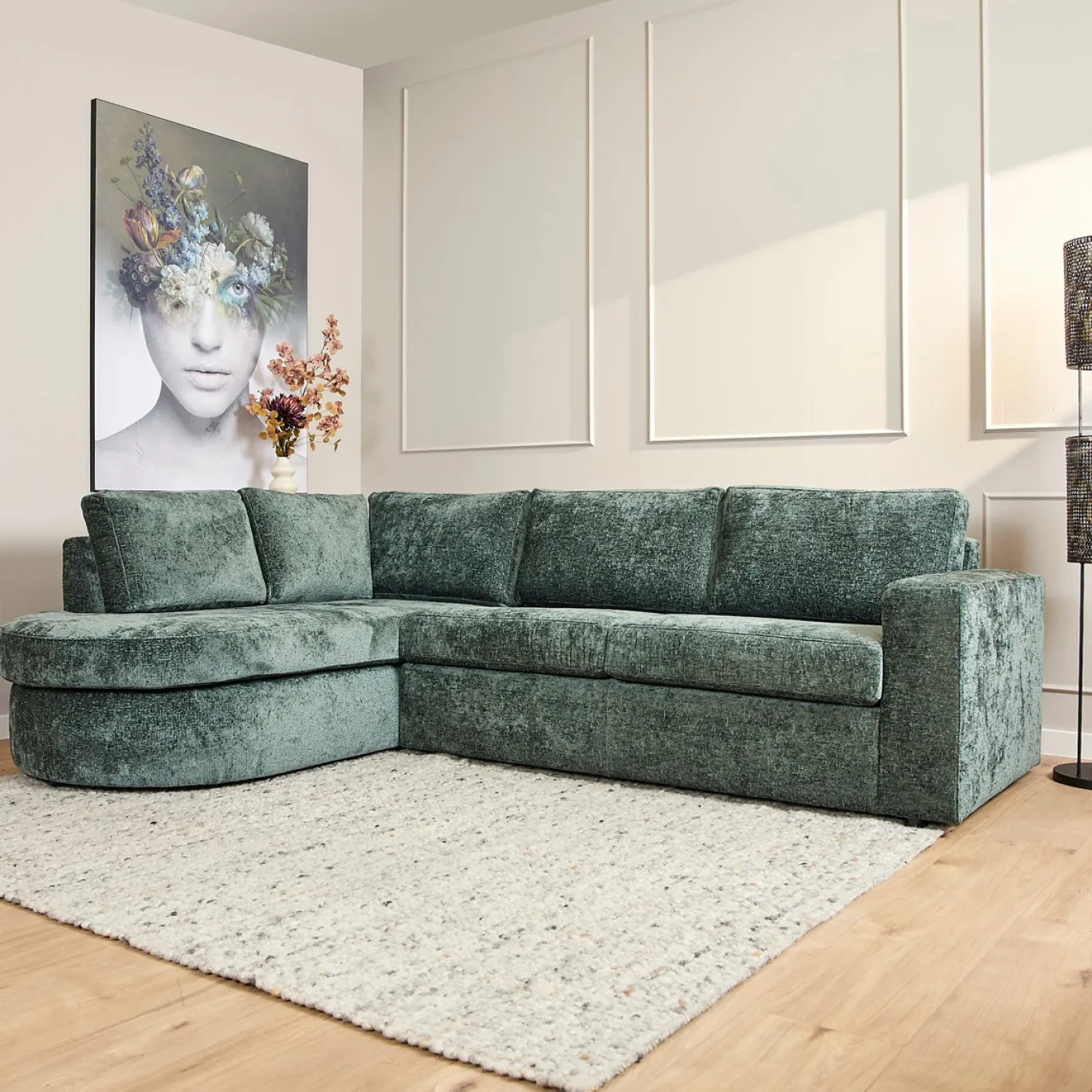 MySofa Bank Alma Groen 2,5-zits + Divan Links