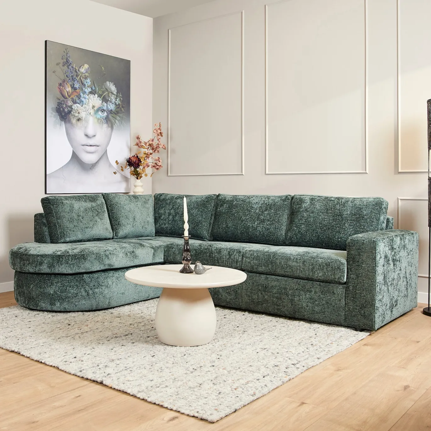 MySofa Bank Alma Groen 2,5-zits + Divan Links