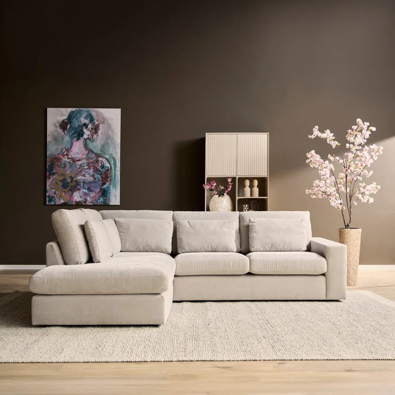 MySofa Bank Jesse 2,5 zits + Ottomane Rechts Beige