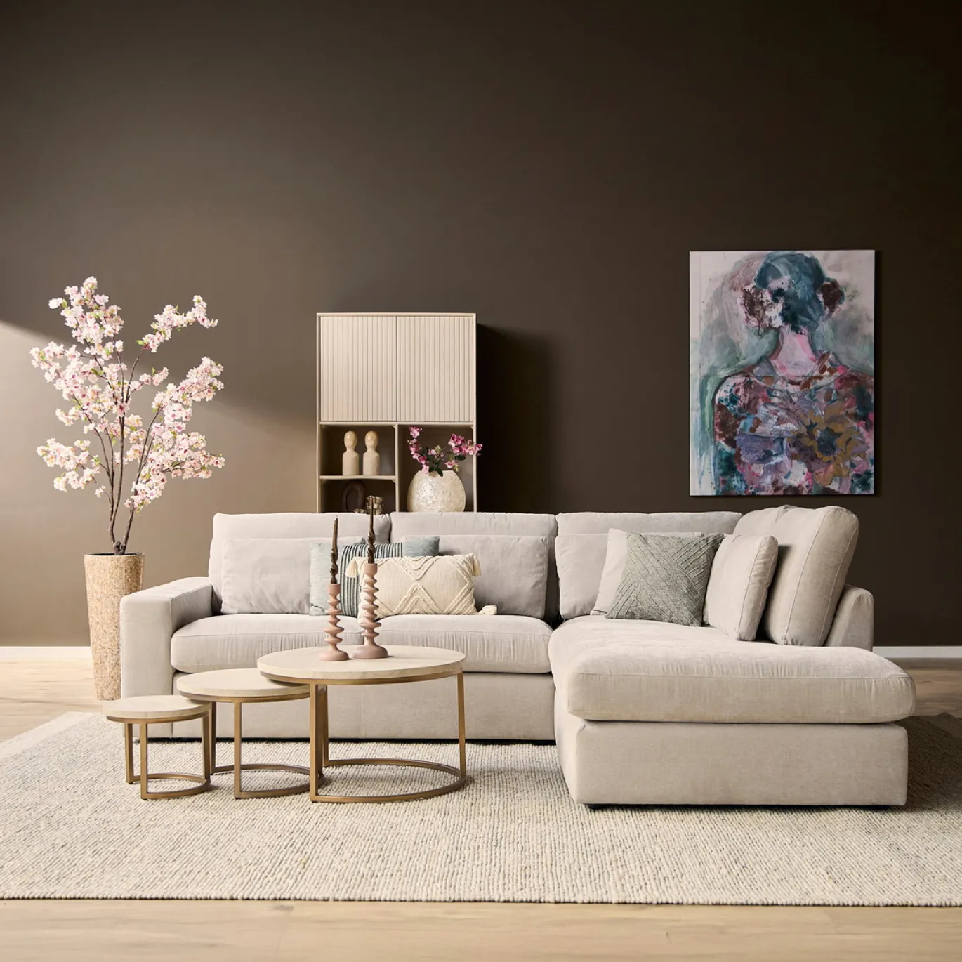 MySofa Bank Jesse 2,5 zits + Ottomane Rechts Beige