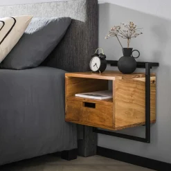 Nachtkastje Air Solid 1 Lade Massief Acacia Naturel - Giga Meubel