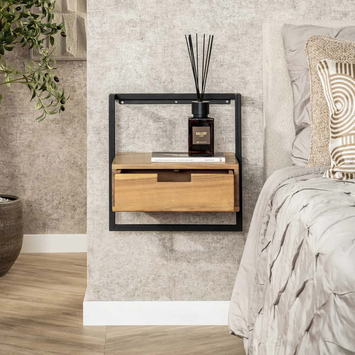 Nachtkastje Air Solid Massief Acacia Naturel - Giga Meubel