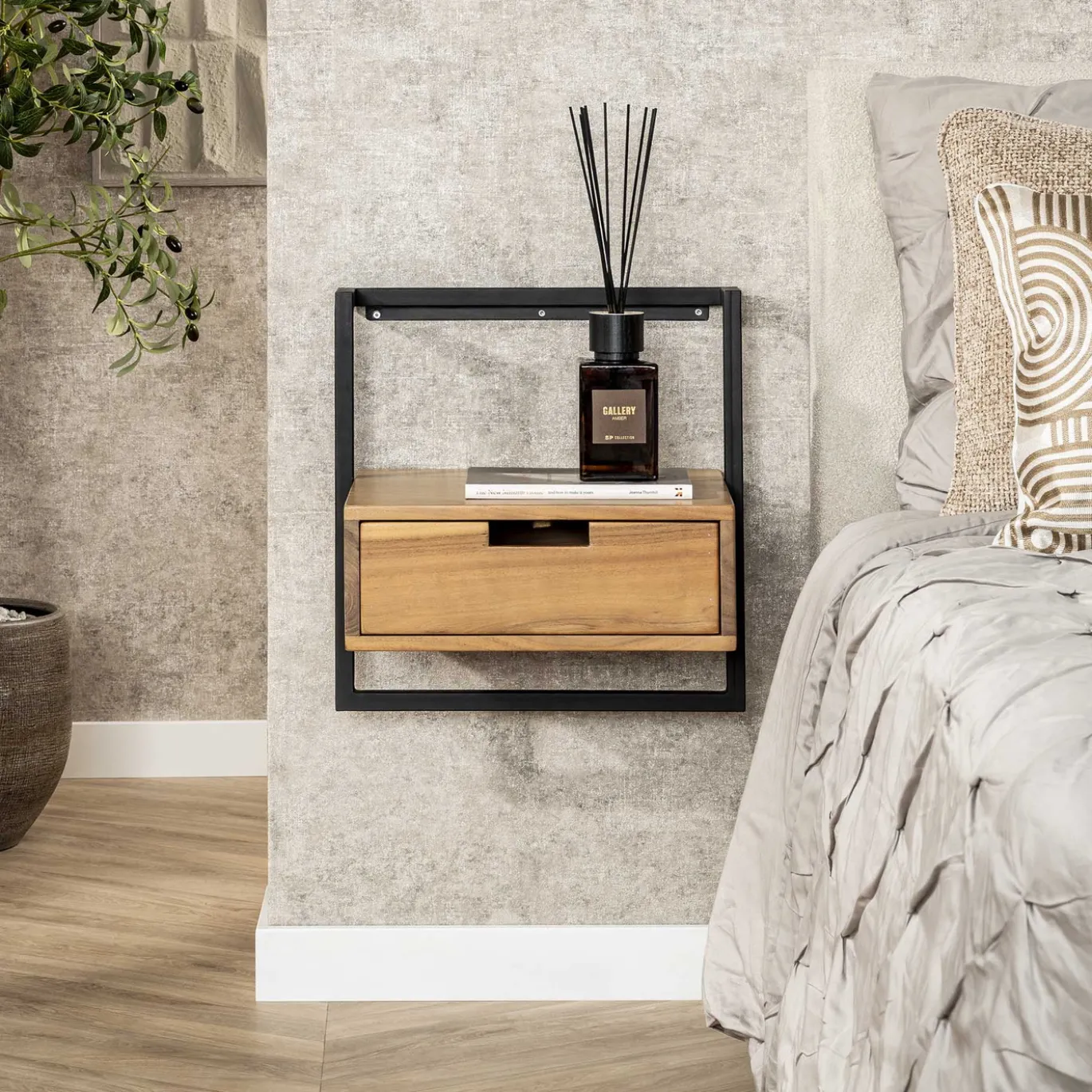 Nachtkastje Air Solid Massief Acacia Naturel - Giga Meubel