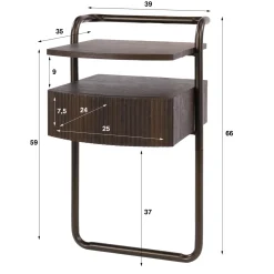 Nachtkastje Bend 1 Lade 3d Eiken Donkerbruin - Giga Meubel