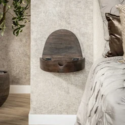 Nachtkastje Cove Zwevend 1 Lade Massief Acacia Glaze Brown - Giga Meubel