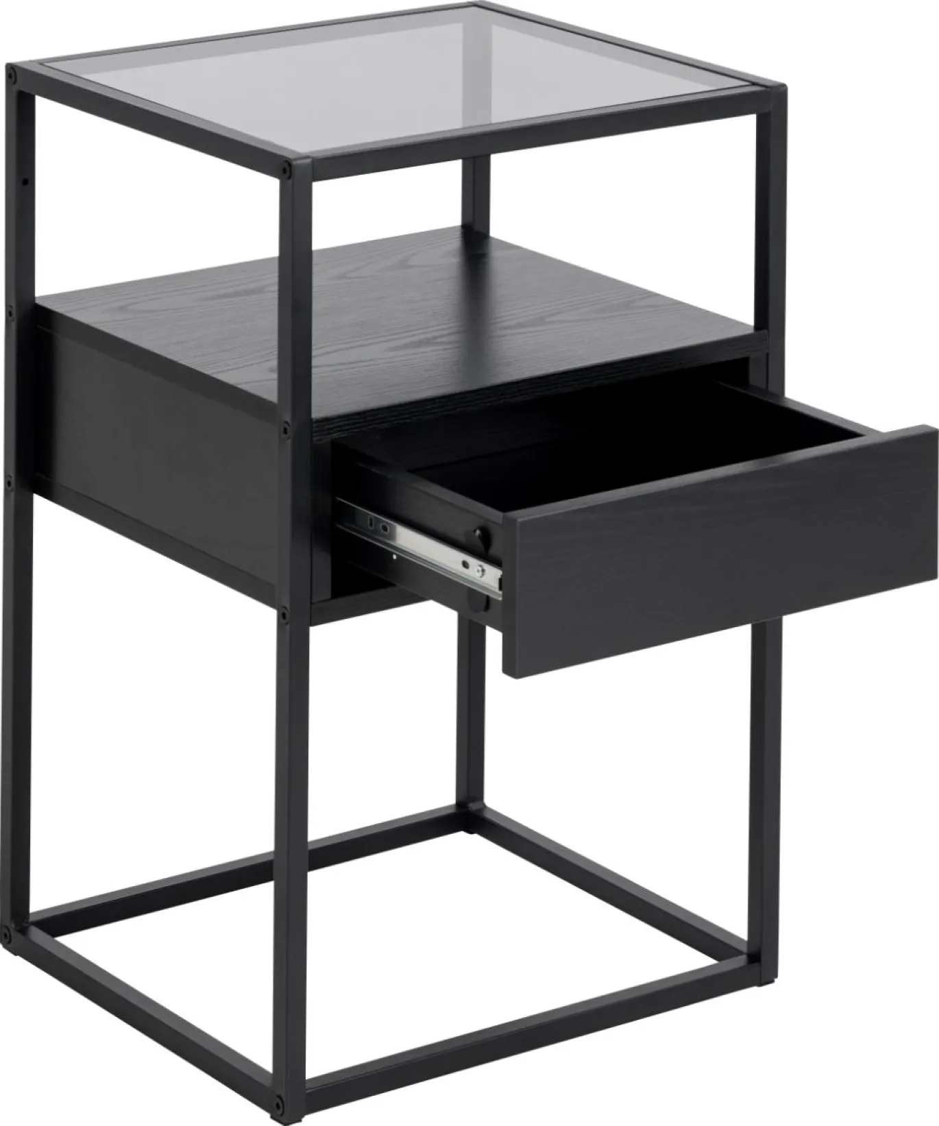 Nachtkastje Hibernia Smoke Glas Zwart - Giga Living