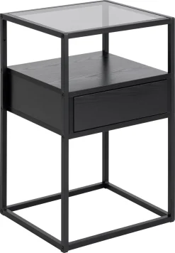 Nachtkastje Hibernia Smoke Glas Zwart - Giga Living