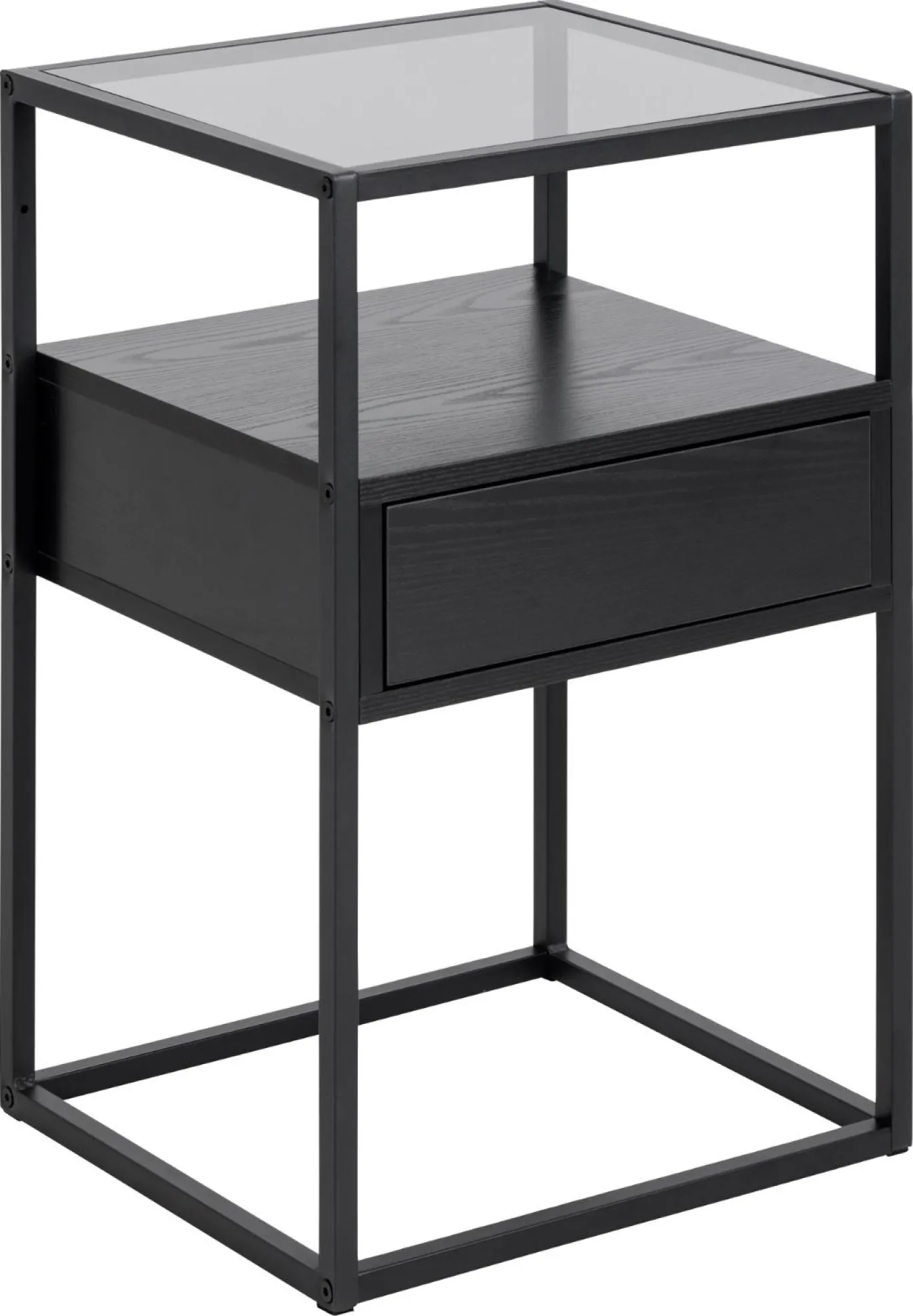 Nachtkastje Hibernia Smoke Glas Zwart - Giga Living