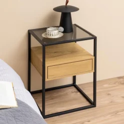 Nachtkastje Hibernia Smoke Glas Bruin - Giga Living