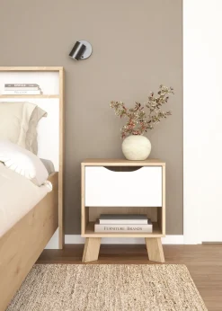 Nachtkastje Ikast 1 lade Hickory/Wit - Giga Living