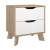 Nachtkastje Ikast 2 lades Hickory/Wit - Giga Living