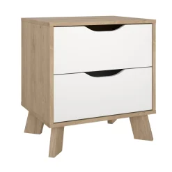 Nachtkastje Ikast 2 lades Hickory/Wit - Giga Living