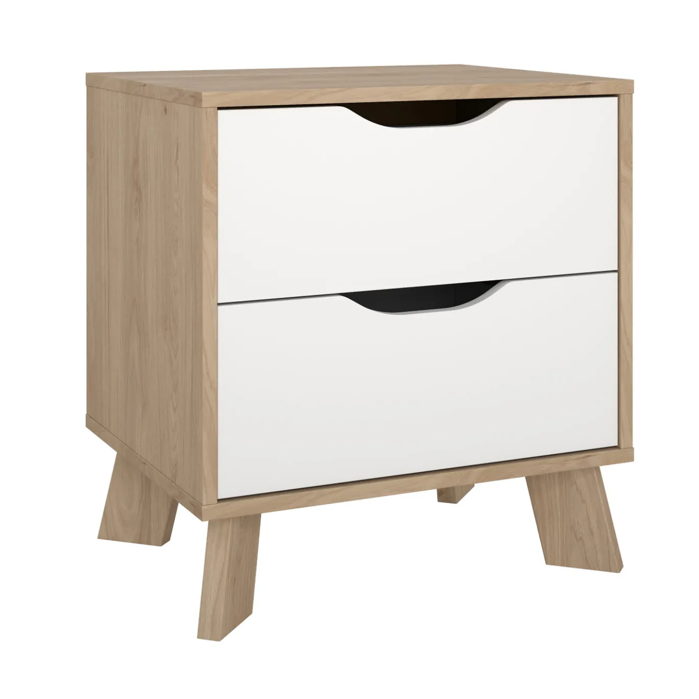 Nachtkastje Ikast 2 lades Hickory/Wit - Giga Living