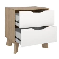 Nachtkastje Ikast 2 lades Hickory/Wit - Giga Living