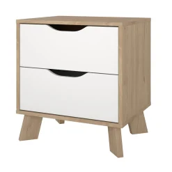 Nachtkastje Ikast 2 lades Hickory/Wit - Giga Living
