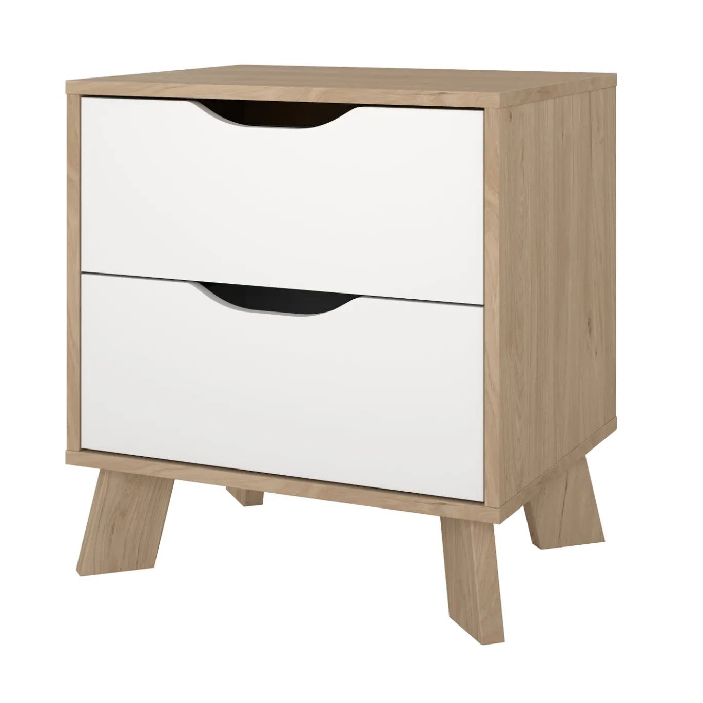 Nachtkastje Ikast 2 lades Hickory/Wit - Giga Living