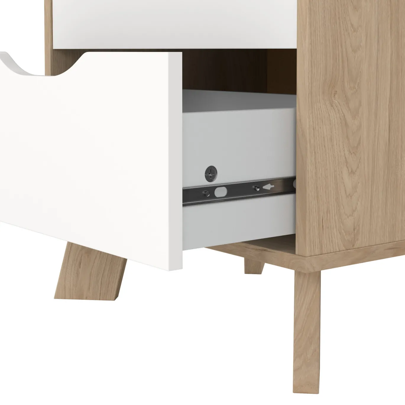 Nachtkastje Ikast 2 lades Hickory/Wit - Giga Living