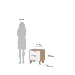 Nachtkastje Ikast 2 lades Hickory/Wit - Giga Living