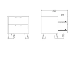 Nachtkastje Ikast 2 lades Hickory/Wit - Giga Living