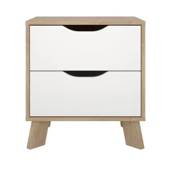 Nachtkastje Ikast 2 lades Hickory/Wit - Giga Living