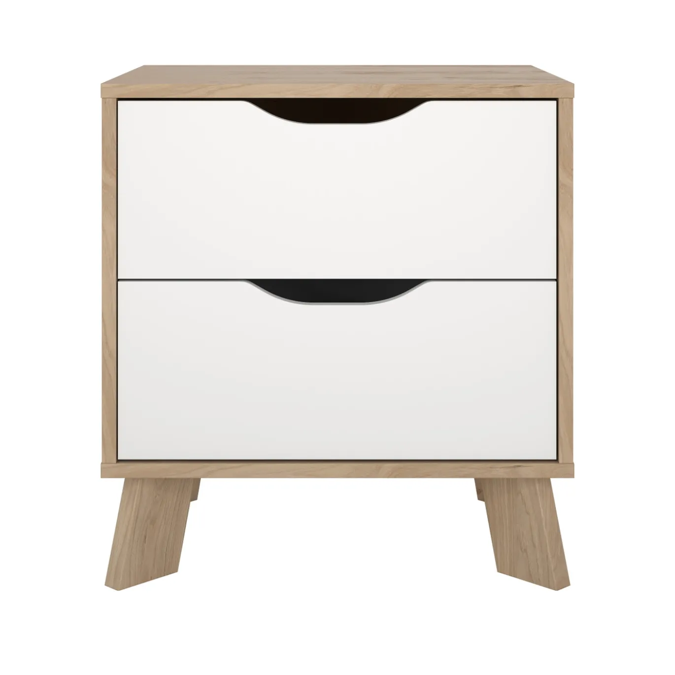 Nachtkastje Ikast 2 lades Hickory/Wit - Giga Living