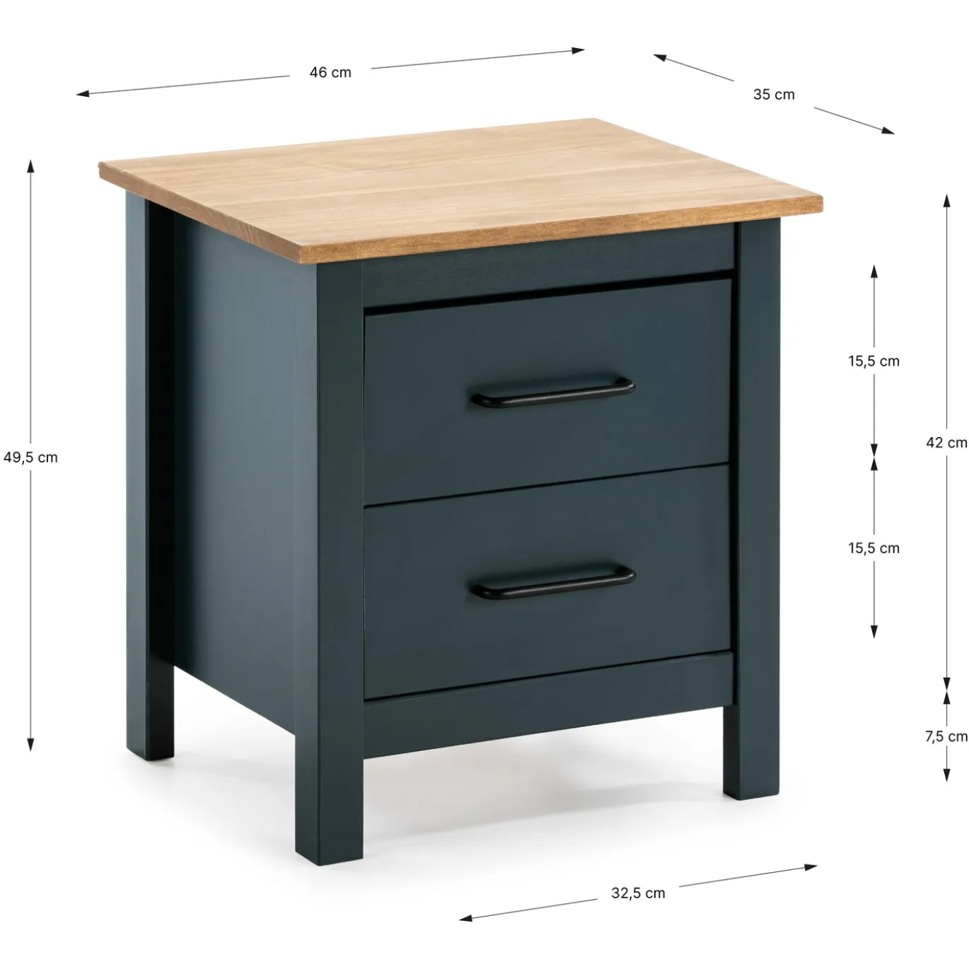 Nachtkastje Miranda 2L Blauw Wax - Giga Meubel