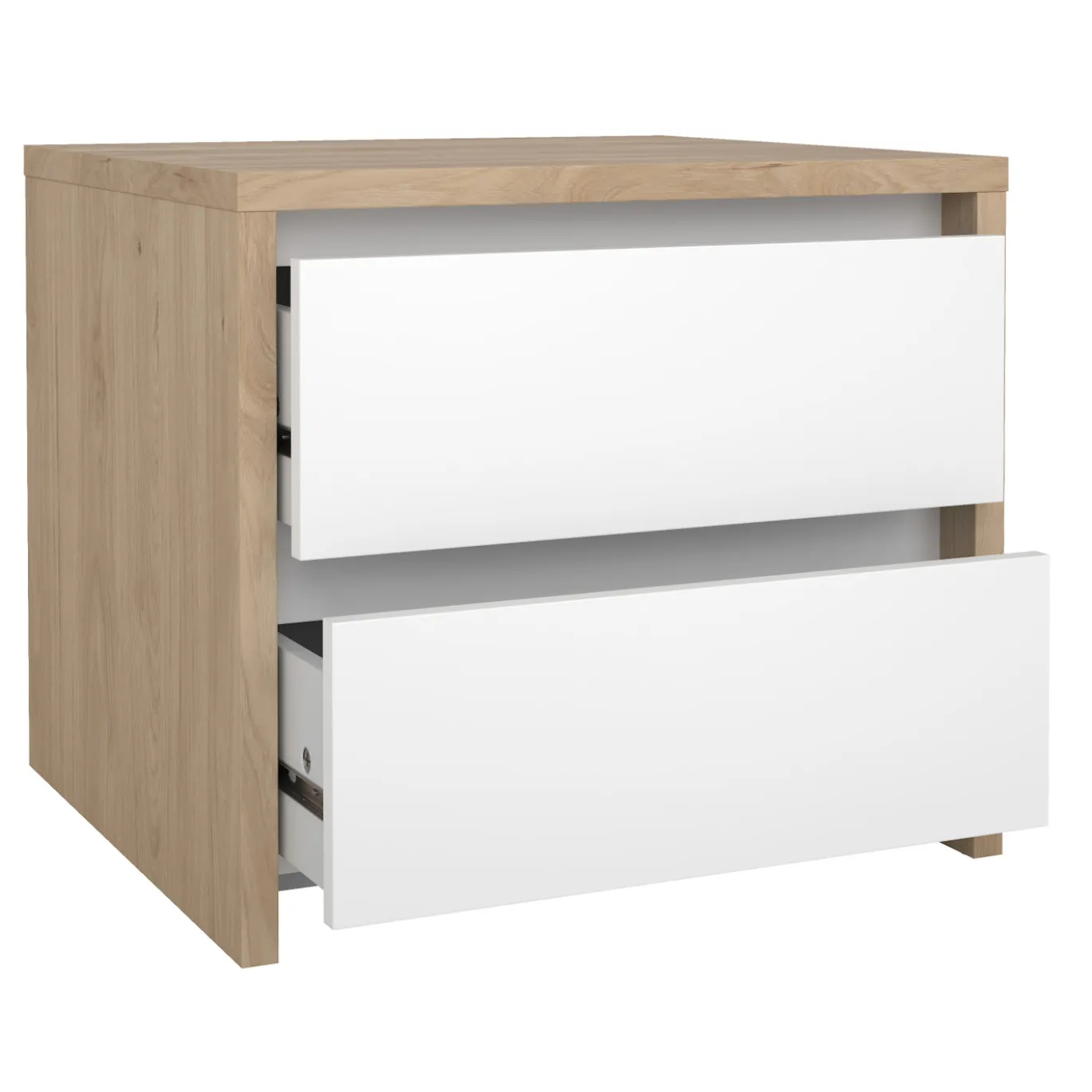 Nachtkastje Next 2 lades Hickory/Wit Hoogglans - Giga Living