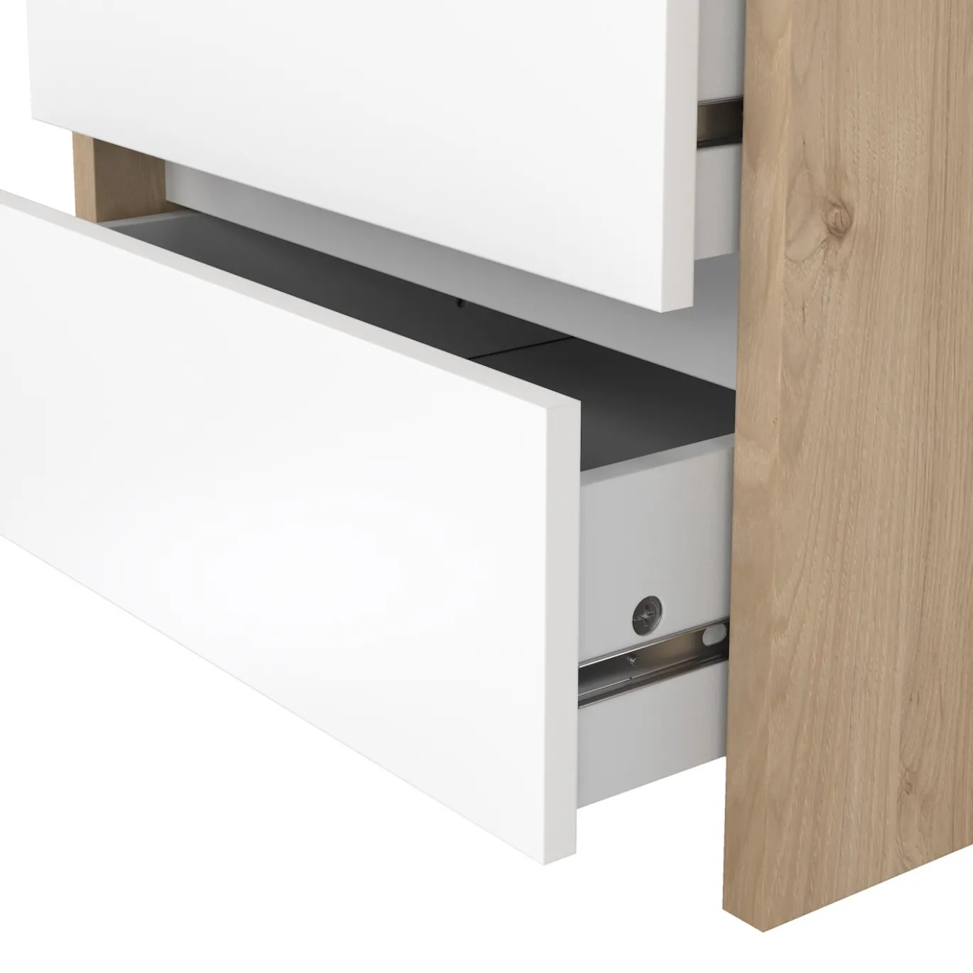 Nachtkastje Next 2 lades Hickory/Wit Hoogglans - Giga Living