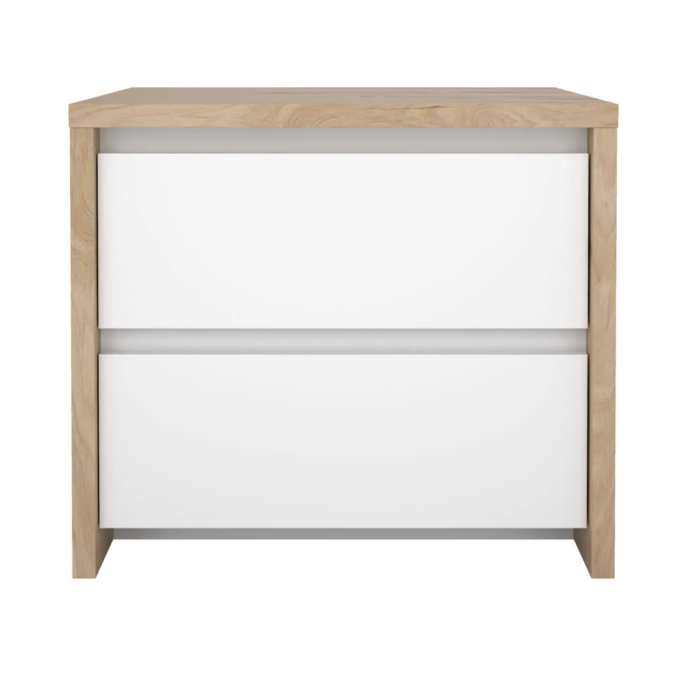 Nachtkastje Next 2 lades Hickory/Wit Hoogglans - Giga Living