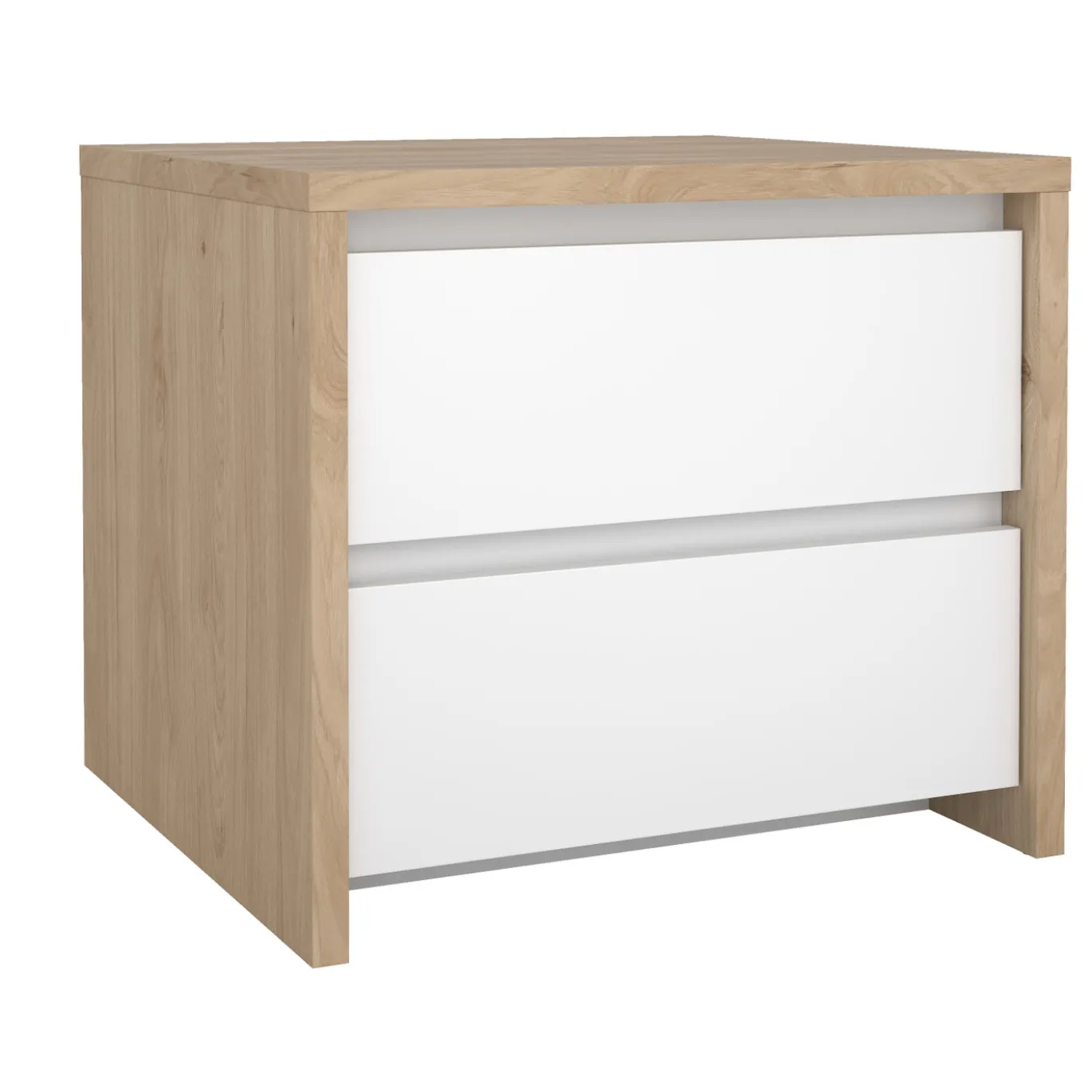 Nachtkastje Next 2 lades Hickory/Wit Hoogglans - Giga Living