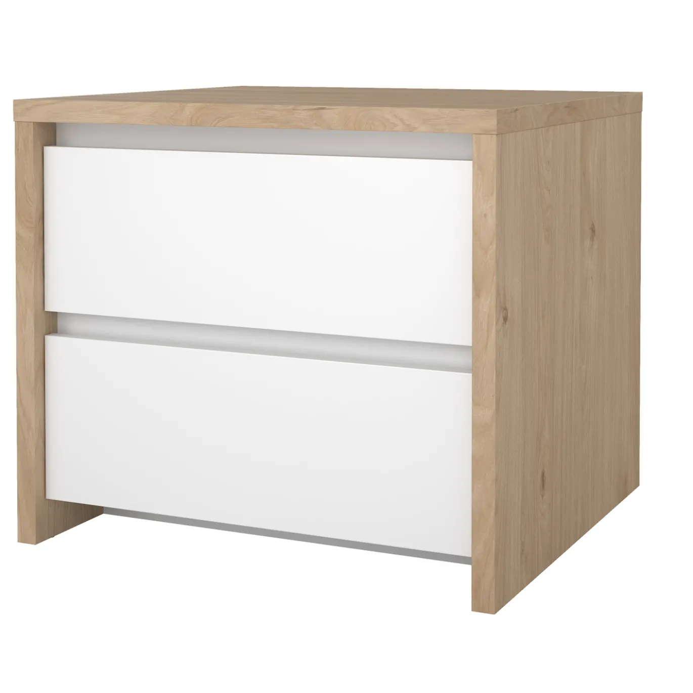 Nachtkastje Next 2 lades Hickory/Wit Hoogglans - Giga Living