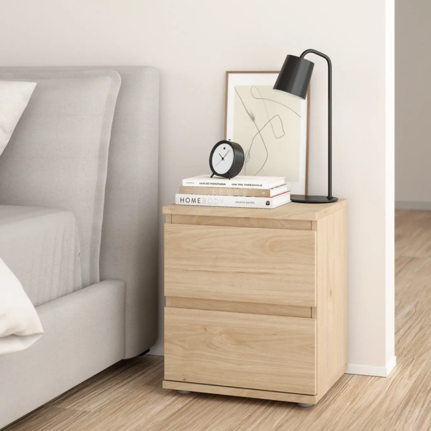 Nachtkastje Nova 2 lades Hickory - Giga Living