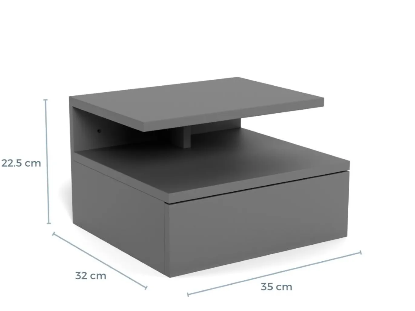 Nachtkastje Nyro Grijs 35cm - Giga Living