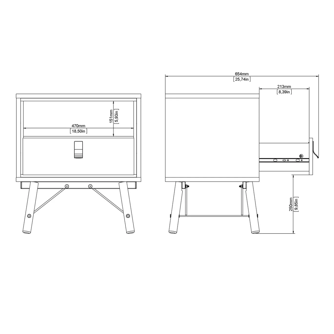 Nachtkastje Ry Jackson Hickory 53cm - Giga Living