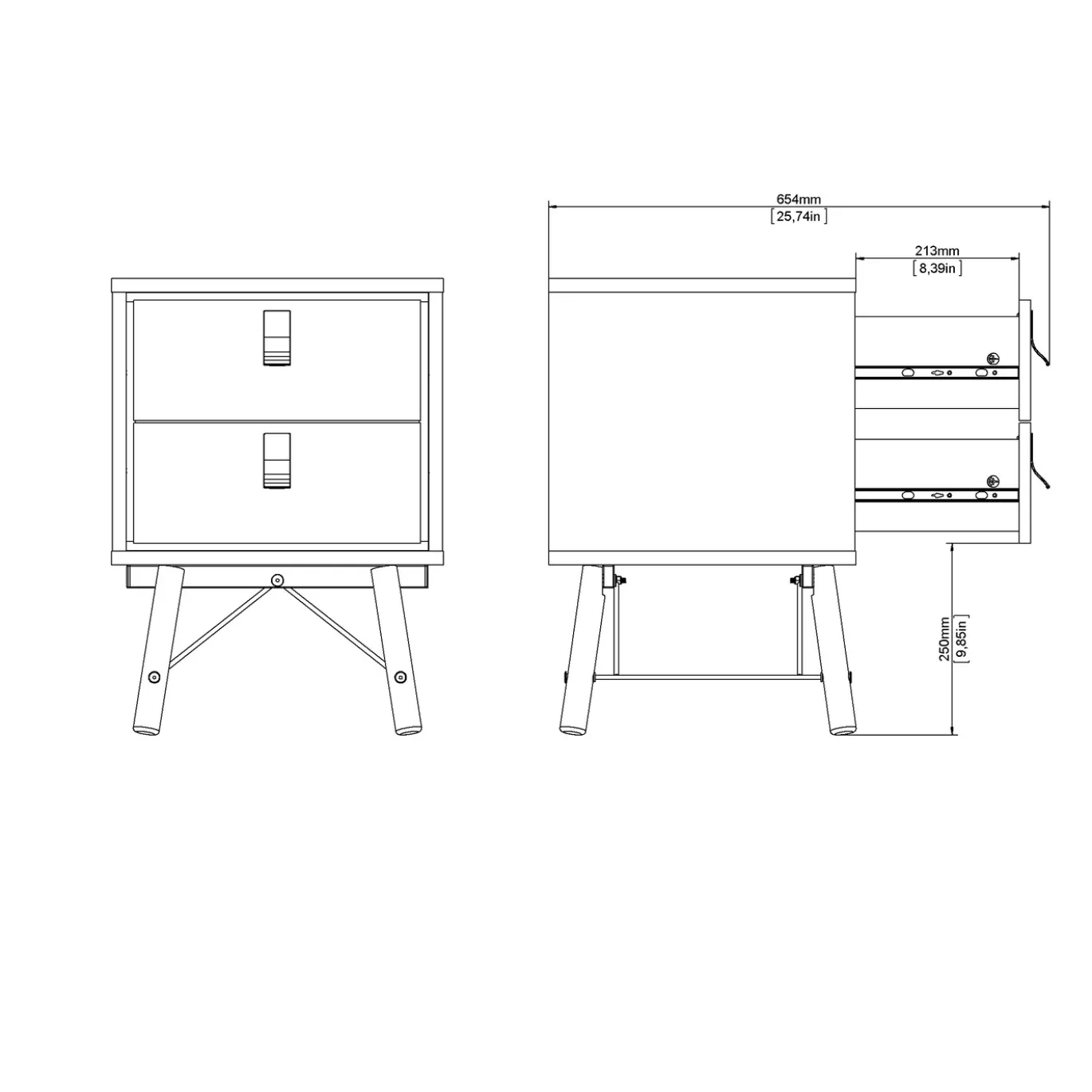 Nachtkastje Ry Jackson Hickory 43cm - Giga Living