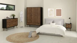 Nachtkastje Ry Noten Mat Zwart - Giga Living