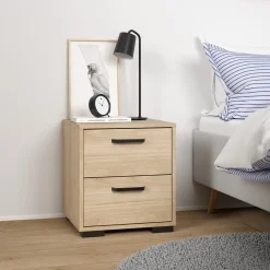 Nachtkastje Sofia 2 lades Hickory - Giga Living