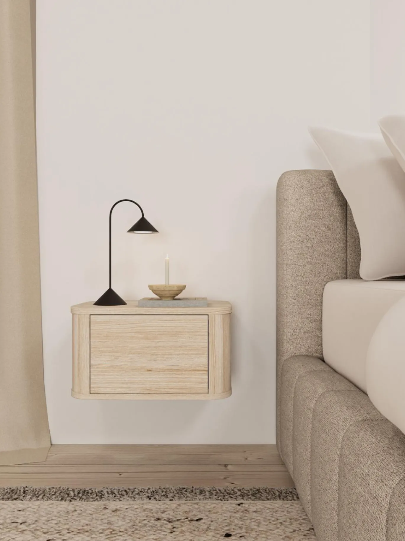 Nachtkastje Sterling Eiken Wit 46cm - Giga Living
